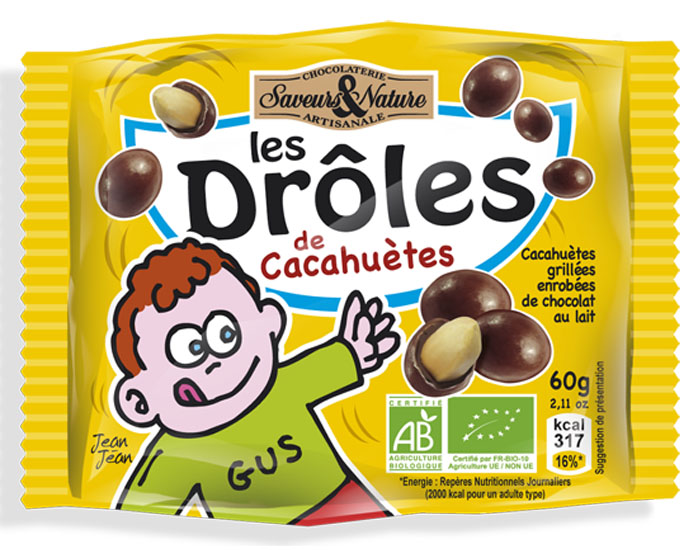 Drles de Cacahutes Enrobes de Chocolat au Lait - 60 g