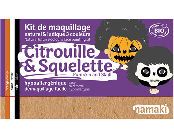 NAMAKI Kit de Maquillage 3 Couleurs - Citrouille et Squelette