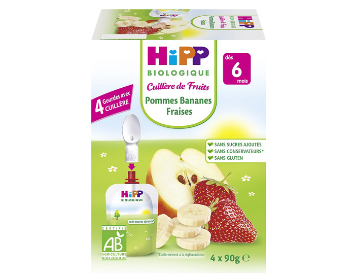 HIPP Gourdes Cuillres de Fruits - 4 x 90g