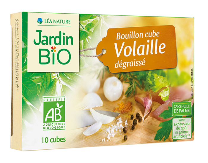 JARDIN BIO Bouillon Cube Volaille Dgraiss Sans Huile de Palme - 10 x 10 g