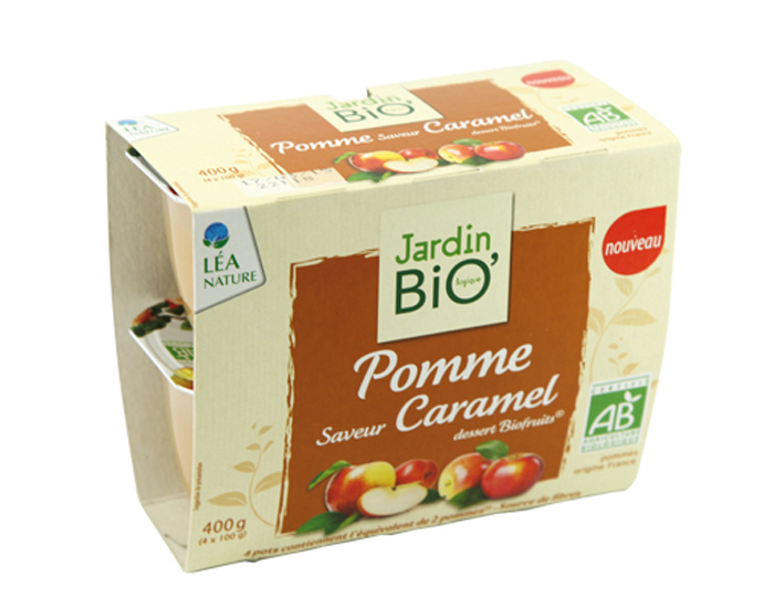 JARDIN BIO Dessert Biofruits Pomme Saveur Caramel - 4x100g