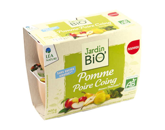 JARDIN BIO Dessert Biofruits Pomme Poire Coing - 4x100g