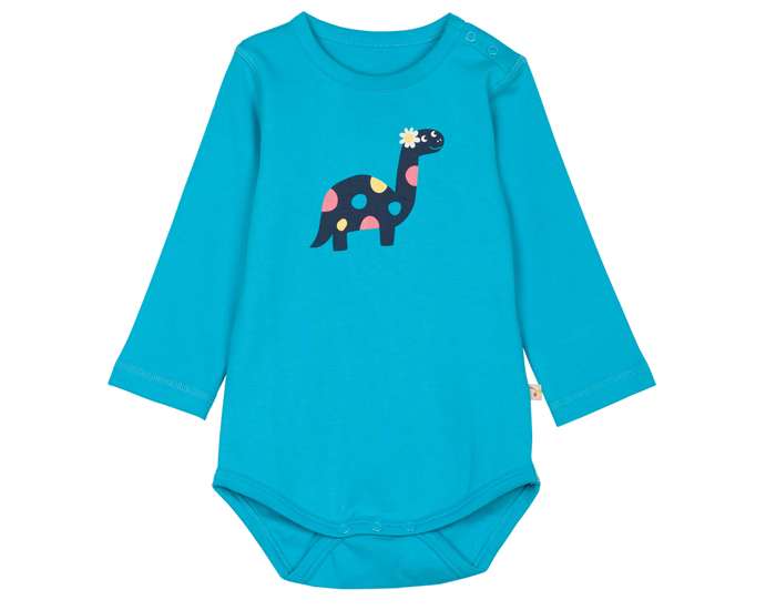 FRUGI Body Manches Longues - Turquoise Dinosaure