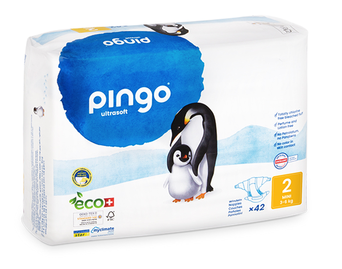PINGO Couches cologiques Ultra Soft T2 / 3-6 kg / 42 couches