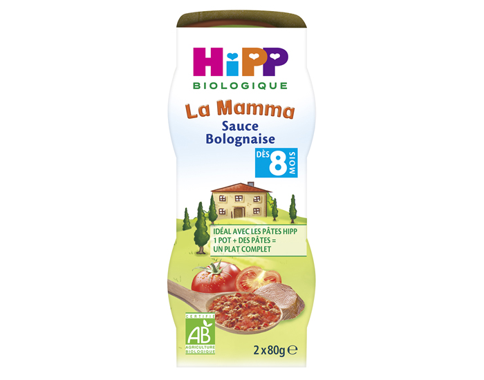 HIPP Sauce Bolognaise pour Bb La Mamma - 2 x 80g - Ds 8 Mois