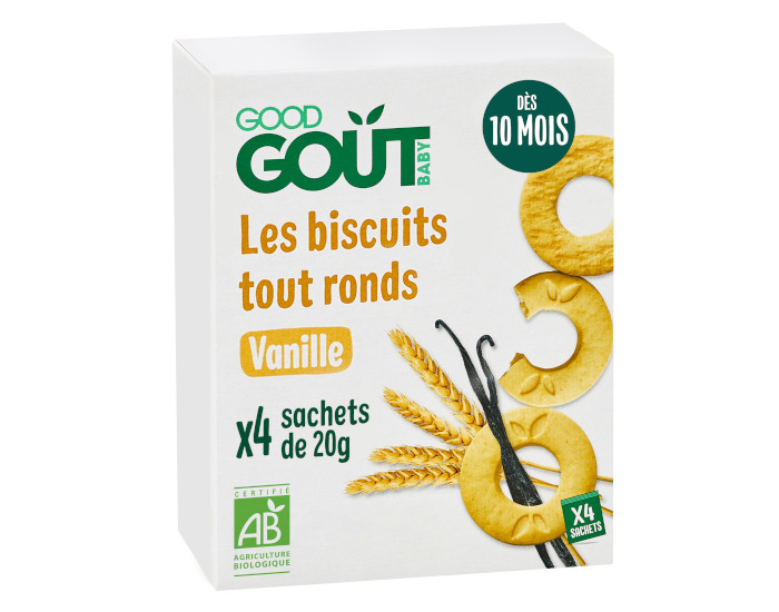 GOOD GOUT Biscuits Tout Ronds Vanille - 80g - Ds 10 mois