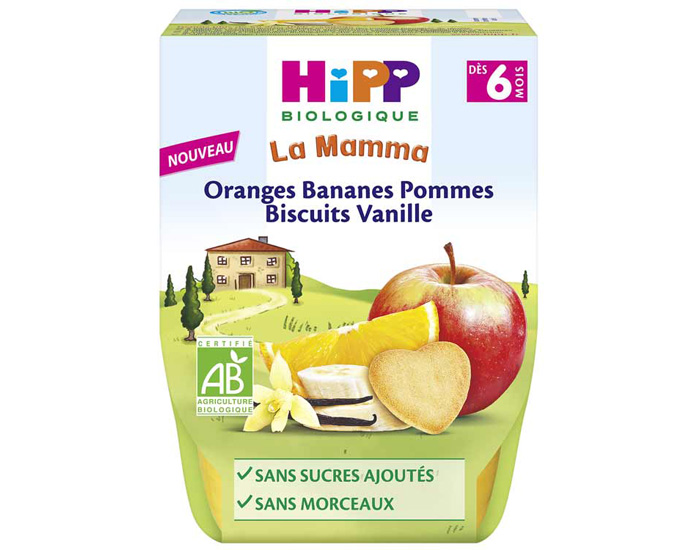 Hipp La Mamma Pure de Fruits et Crales - Bols 2 x 190 g - Ds 6 mois