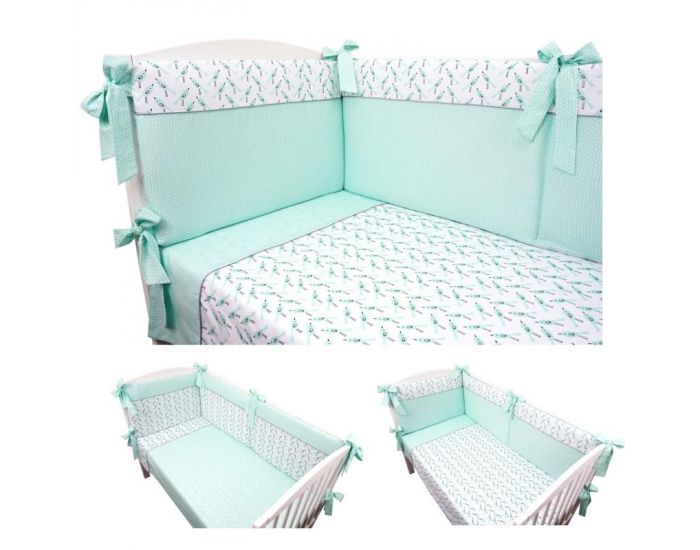 SEVIRA KIDS Parure de lit bb avec tour de lit design rversible - Alouette Vert menthe Vert menthe