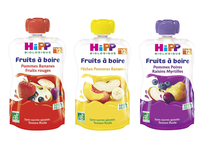 HIPP Pack Dcouverte 3 Gourdes Fruits  Boire - Ds 12 mois