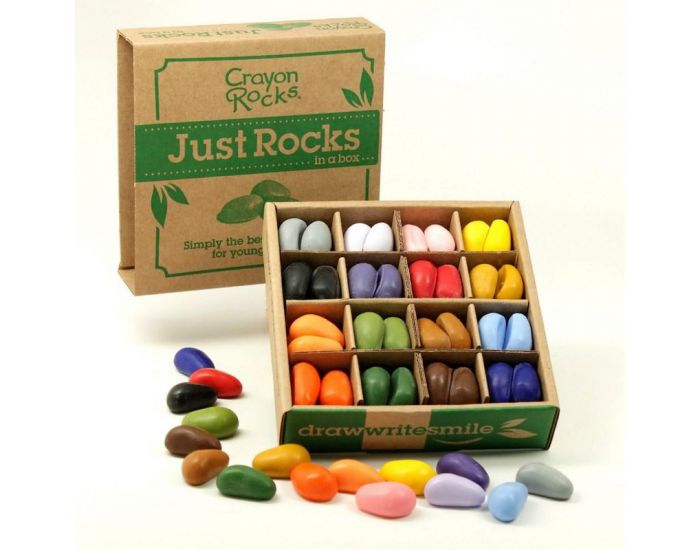 CRAYON ROCKS 64 Cailloux Crayons 16 couleurs Bote JUST ROCKS - Ds 3 ans