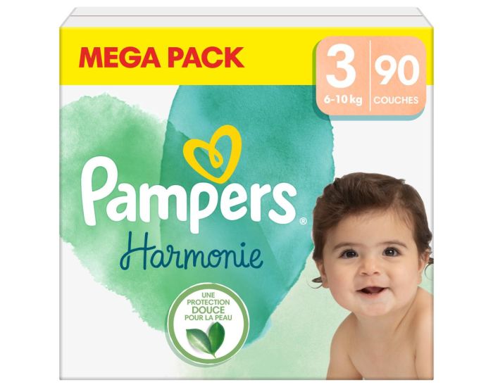 PAMPERS 90 Couches Harmonie - Taille 3 - 6kg  10kg
