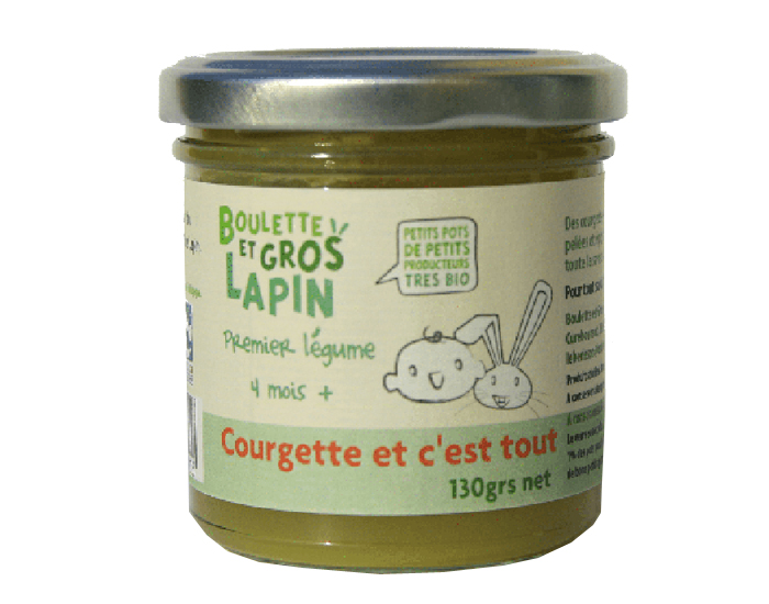 BOULETTE ET GROS LAPIN Petit Pot Courgette et C'est Tout - Ds 4 mois - 130 g