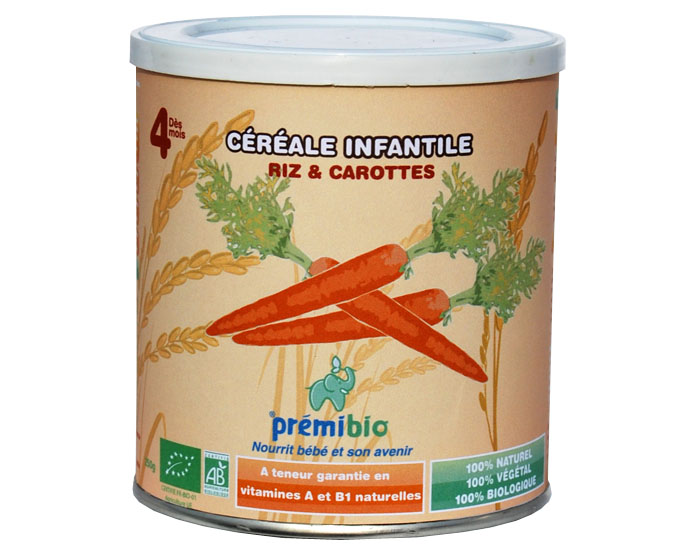 PREMIBIO Crales pour Bb Riz Carotte - Ds 6 mois