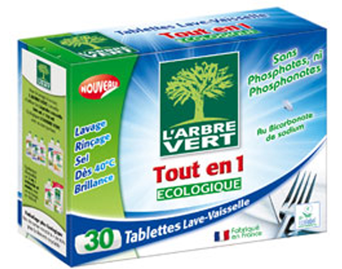 L'ARBRE VERT Tablettes Tout en Un Lave-Vaisselle - 30 doses
