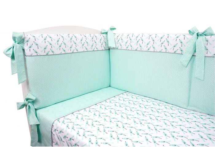 SEVIRA KIDS Parure de lit bb avec tour de lit design rversible - Alouette Vert menthe Vert menthe (16)