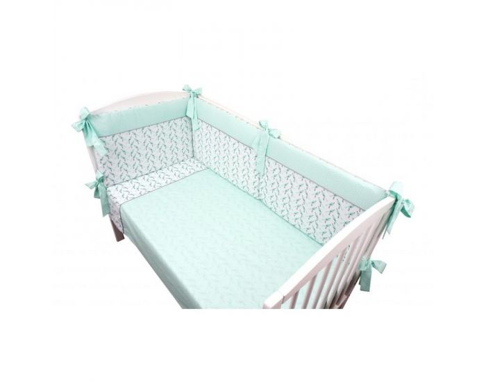 SEVIRA KIDS Parure de lit bb avec tour de lit design rversible - Alouette Vert menthe Vert menthe (4)