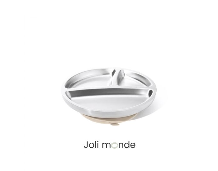 JOLI MONDE Assiette Inox  Ventouse & Compartiments - Sable (2)