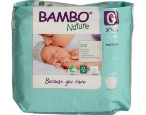 BAMBO NATURE Couches cologiques Nature  T0 / 1-3 kg / 24 couches