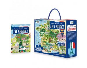 SASSI JUNIOR Puzzle & Livre - Voyagez, Dcouvrez, Explorez, La France - Ds 6 Ans