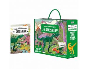 SASSI JUNIOR Puzzle & Livre - Voyagez, Dcouvrez, Explorez, Les Dinosaures - Ds 6 Ans