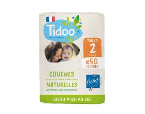 TIDOO Couches cologiques Pack Economique Nature  T2/ 3-6 kg / 50 couches