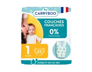 CARRYBOO Couches cologiques Non Irritantes T1/ 2-5 kg / 24 couches
