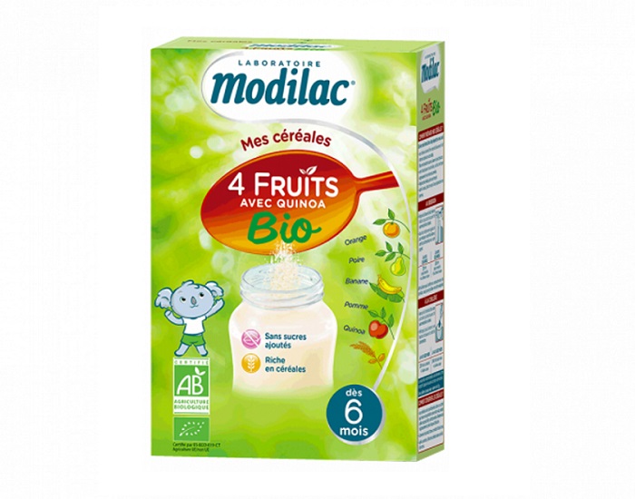 MODILAC Crales 4 Fruits et Quinoa - 230 g - Ds 6 mois