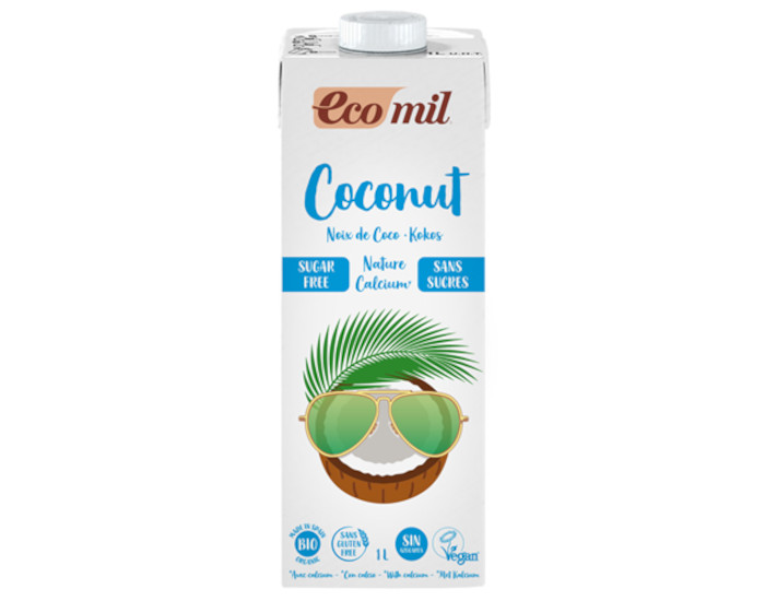 ECOMIL Lait de Coco Calcium Bio Nature - Sans Sucres - 1 L