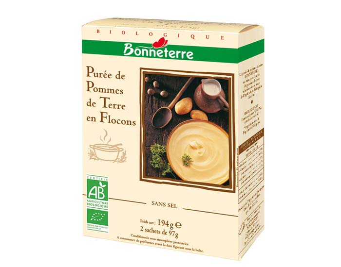 BONNETERRE Pure de Pomme de Terre en Flocons - 2 x 97g