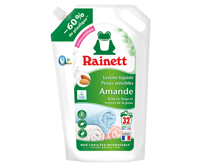 RAINETT Lessive Liquide Peaux Sensibles Amande - Recharge 1.6 L