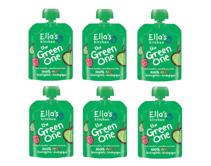 ELLA'S KITCHEN Lot de 6 Gourdes Smoothie The Green One - 90g - Ds 6 mois