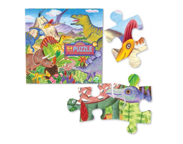 EEBOO Puzzle 64 p - l'Ile des Dinosaures - Ds 5 ans