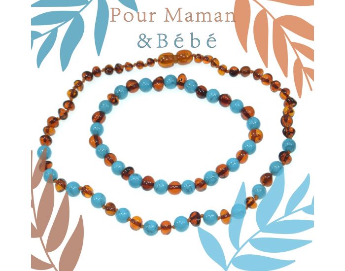 IRREVERSIBLE Box bijoux d'ambre cognac & turquoise bleu - Pour Maman & bb.