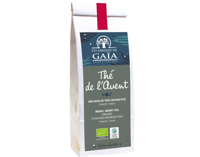 LES JARDIN DE GAIA Th de L'Avent - Th Noir et Vert Caramel Cacao - Sachet 100 g