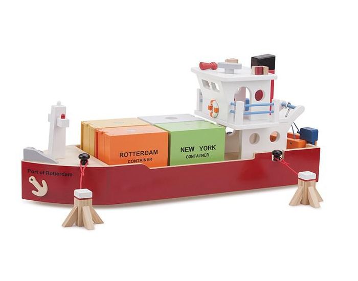 NEW CLASSIC TOYS Bateau-container avec 4 containers - Ds 3 ans (1)