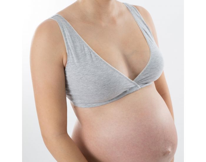 BOGEMA Brassire grossesse et allaitement Dlicatesse en coton Bio - Grise (1)