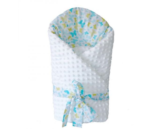 SEVIRA KIDS Gigoteuse d'emmaillotage multi usage - nid d'ange naissance - Minky Butterfly Turquoise Turquoise (1)