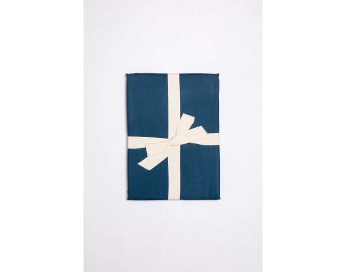 KADOLIS Drap Plat en Coton Bio Uni Adulte - Bleu Nuit 240 x 300 cm (2)
