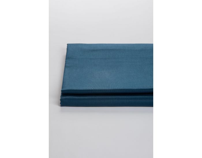 KADOLIS Drap Plat en Coton Bio Uni Adulte - Bleu Nuit 240 x 300 cm (3)