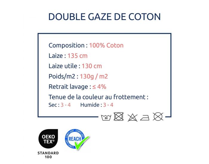 CRAFT LOOM Coupon de Tissu en Double Gaze de Coton - Tailles Sur-mesure - Blanc (2)