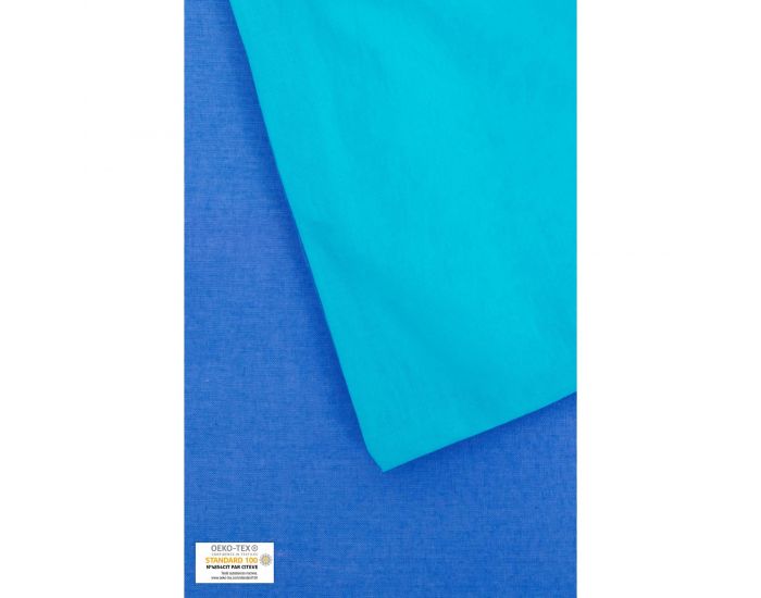 KADOLIS Housse de Couette Enfant en Coton Bio + Taie Bleue 140 x 200 cm (3)