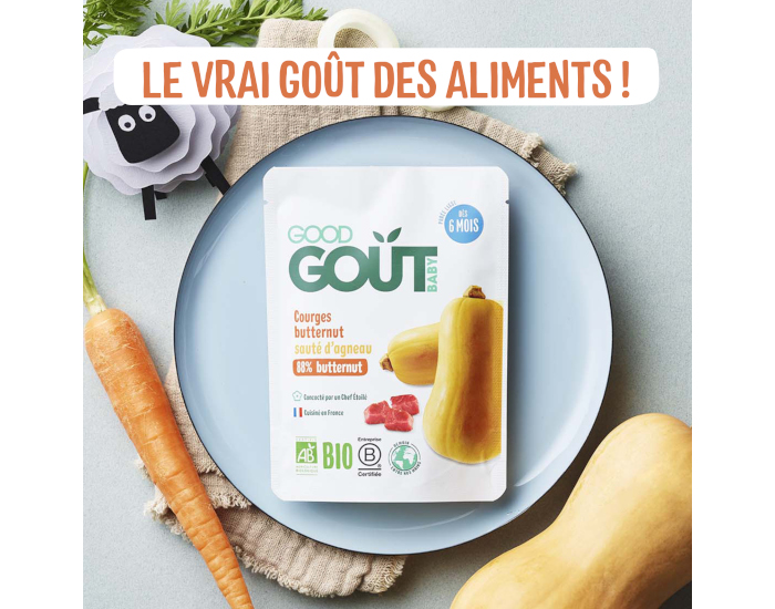GOOD GOUT Petit Plat Bb Courges Butternut Saut d'Agneau - 190g - Ds 6 mois (1)
