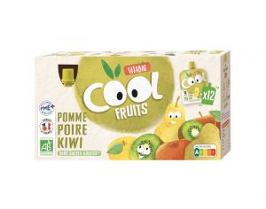 VITABIO Pack Famille Cool Fruits Poire Kiwi Acrola - 12 x 90 g