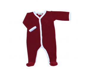 PREMIERS MOMENTS Pyjama Velours - 100% Coton Bio -  Cerise 1 mois