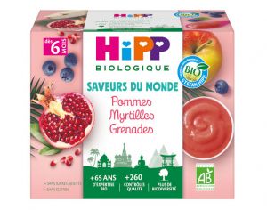 HIPP Coupelles Fruits Saveur du Monde - 4 x 100 g - Ds 6 mois