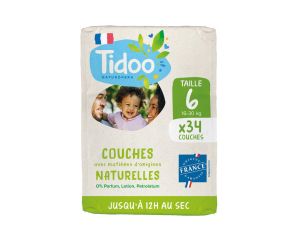 TIDOO Couches cologiques Pack Economique Nature  T6 / 16-30 kg / 34 couches