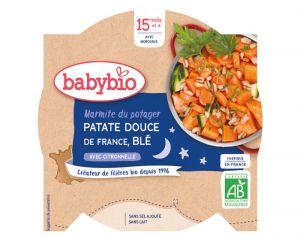 BABYBIO Assiette Bonne Nuit - 260 g Marmite du Potager - Patates Douces - Bl - 15 M