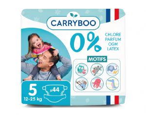 CARRYBOO Couches cologiques Non Irritantes T5 / 12-25 kg / 44 couches