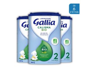 GALLIA 3 Botes de Lait en Poudre - Calisma 2 Bio (3 x 800 g) - De 6  12 Mois
